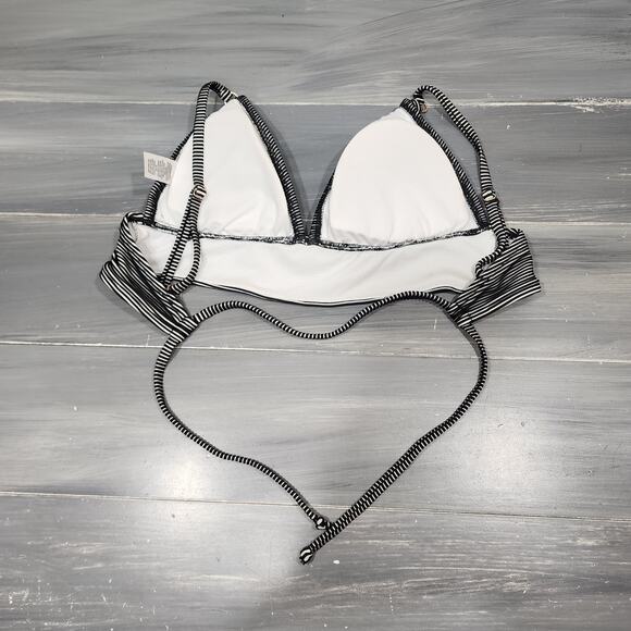 Target Swim Top Bikini Top Black‎ and White Ribbed Size Large - Picture 3 of 5